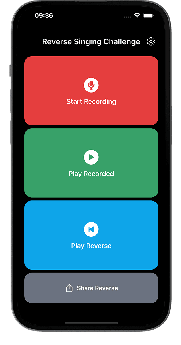 Reverse singing app main recording interface